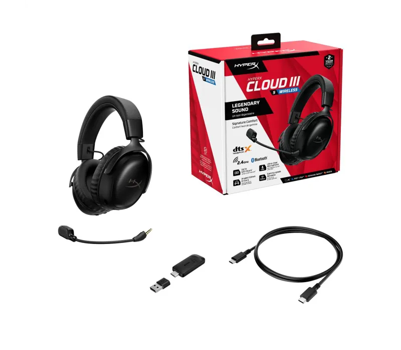 HyperX Cloud III S Wireless Over Ear Gaming Headset Black - A59YZAA