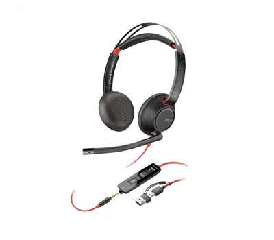 Poly Blackwire 5220 Stereo USB-C Headset +3.5mm Plug +USB-C/A Adapter (8X231AA)