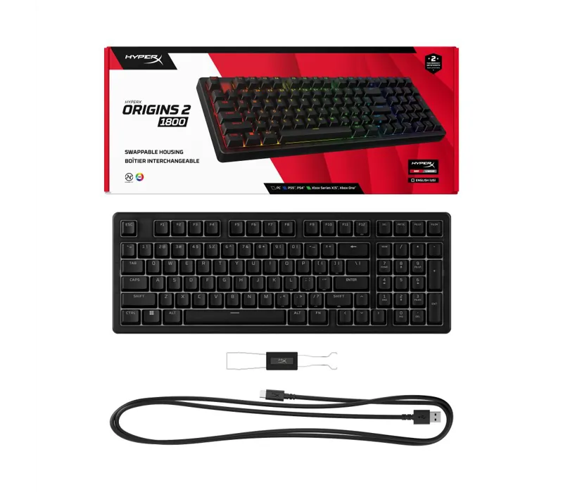HyperX Origins 2 1800 Mechanical Gaming Keyboard RGB (US Layout) - Black - B4QS4AA