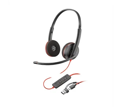 Poly Blackwire 3220 Stereo USB-C Headset +USB-C/A Adapter - 93S87AA