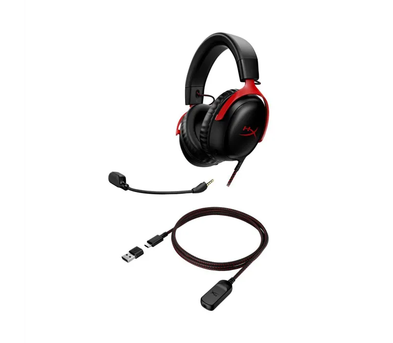 HyperX Cloud III Over Ear Wired Gaming Headset Black/Red - 727A9AA