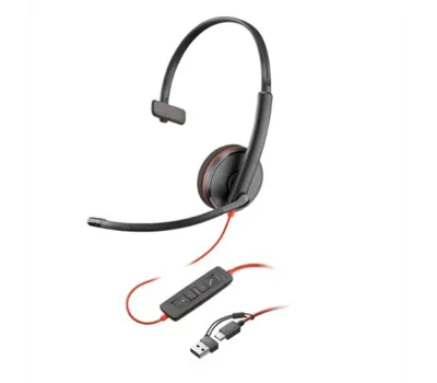 Poly Blackwire 3220 Stereo USB-C Headset +USB-C/A Adapter - 8X214AA